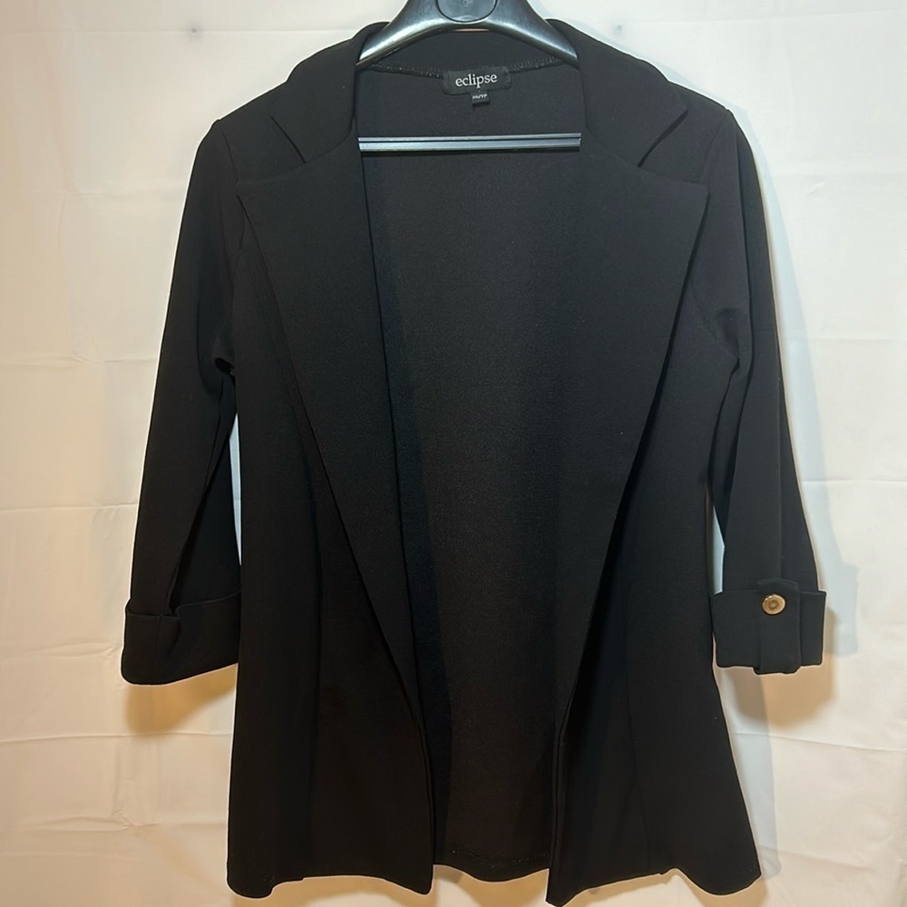 Eclipse Black Blazer Women’s XS | Soft Stretch 3/4 Sleeve Corp Core Style